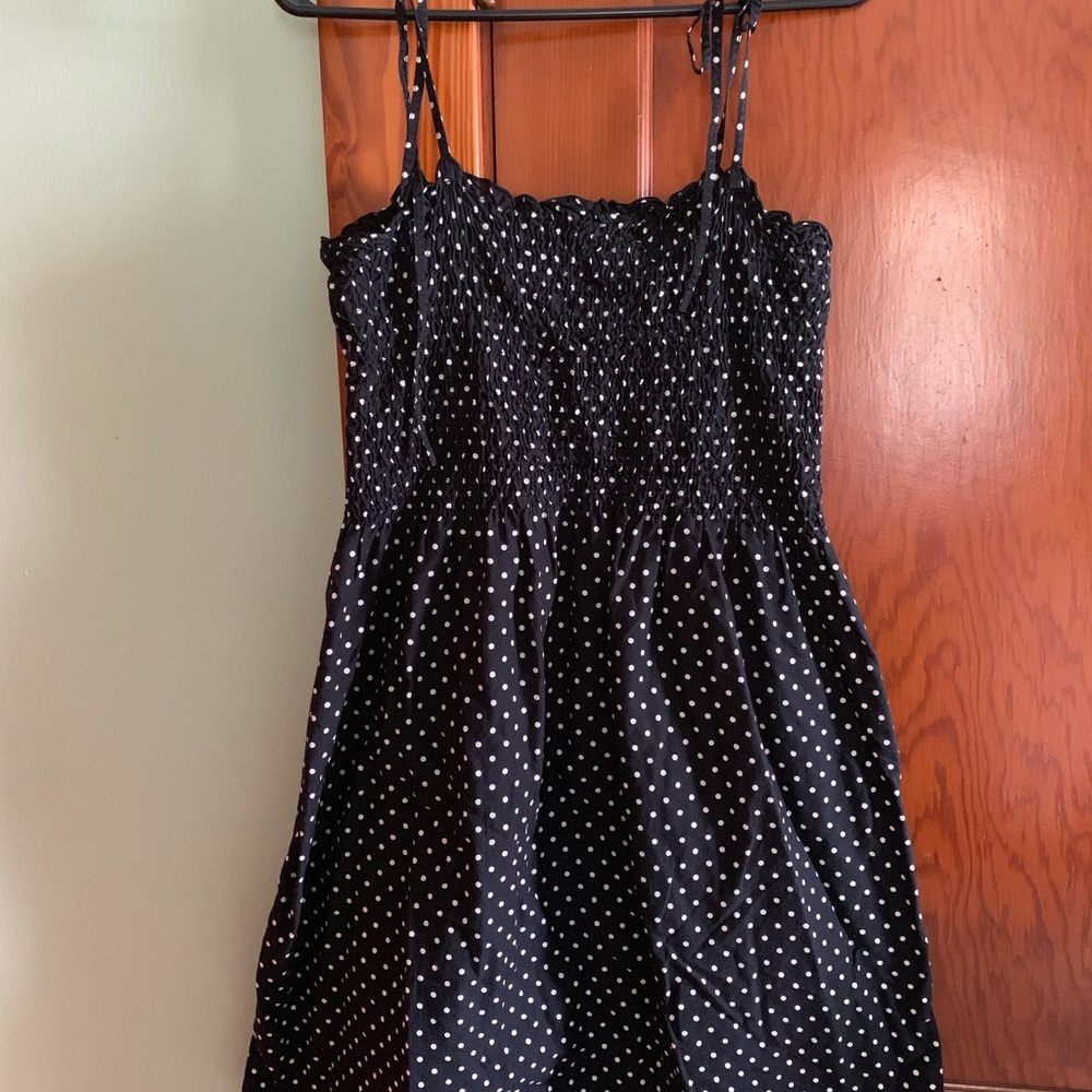 Black and white polka dotted sundress